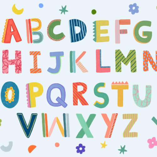 Blue Kids Colorful Alphabet Mural