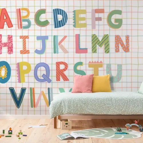 Colorful Kids Alphabet Grid Mural