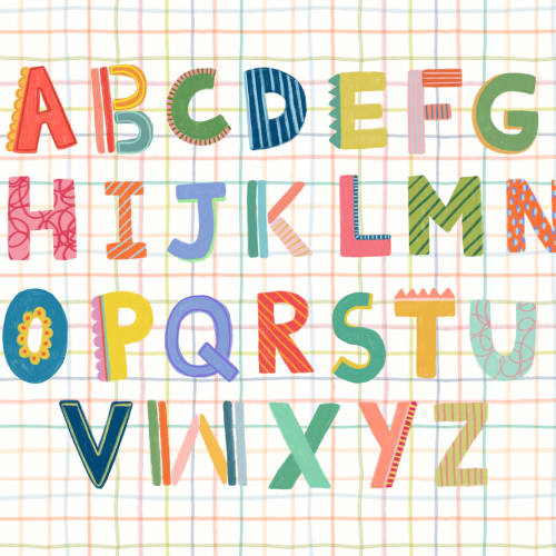 Colorful Kids Alphabet Grid Mural