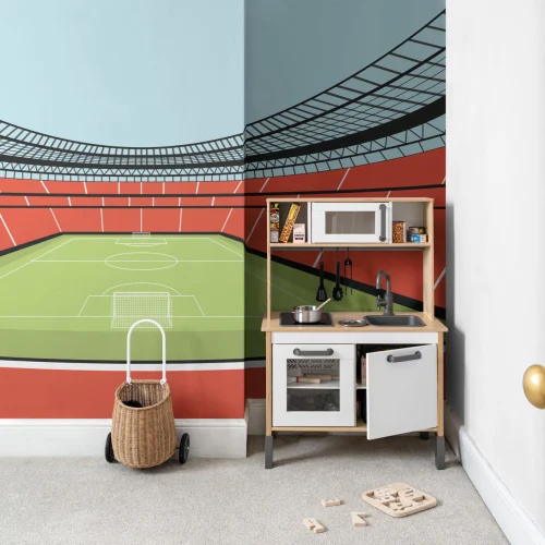 Murale dello stadio di calcio rosso per bambini