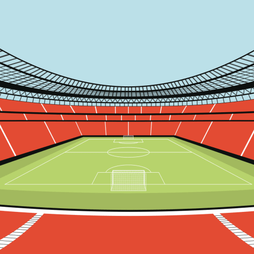 Murale dello stadio di calcio rosso per bambini
