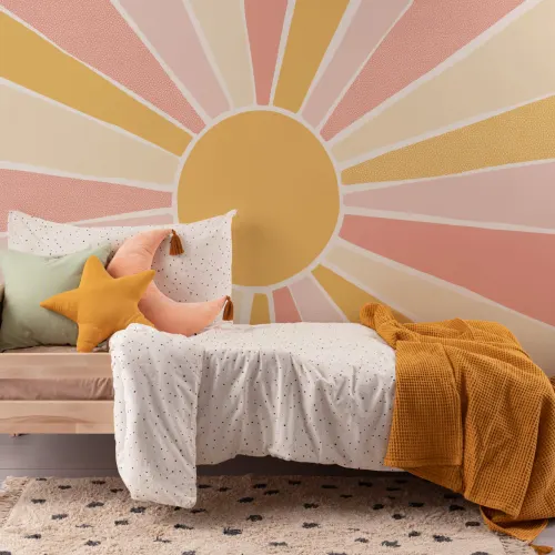 Kids Pink Boho Block Sunshine Mural