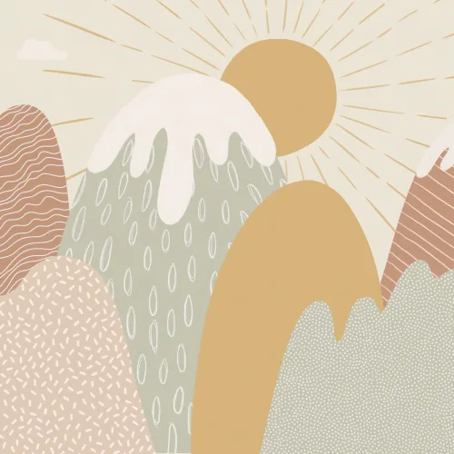 Kids Boho Snowy Mountains Mural