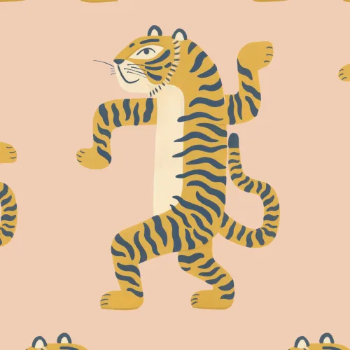 Pink Dancing Tiger Mural
