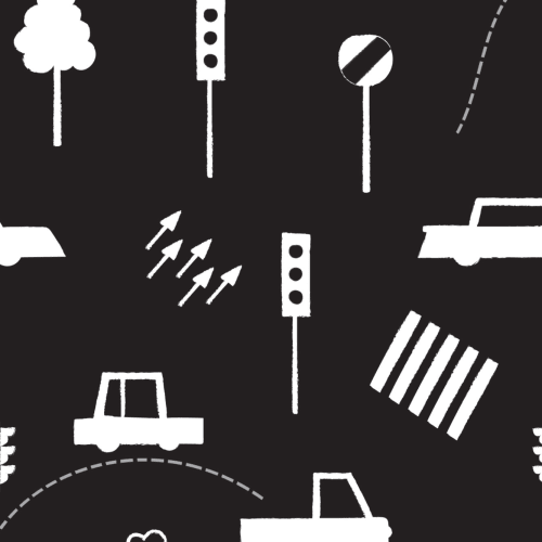 Sort og hvid trafikprop med gentaget mønster Tapet