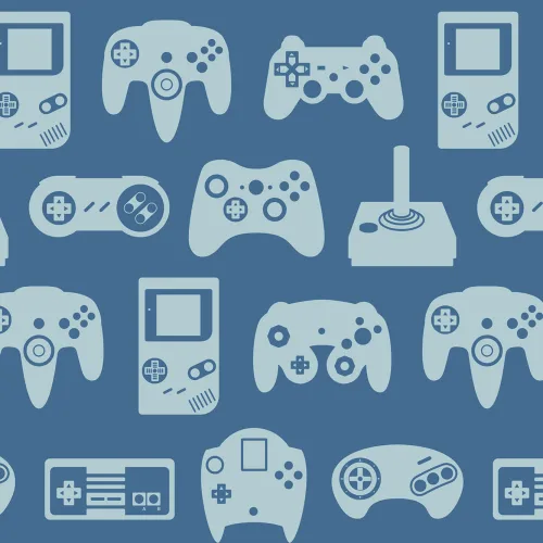 Blue Retro Game Wallpaper Mural
