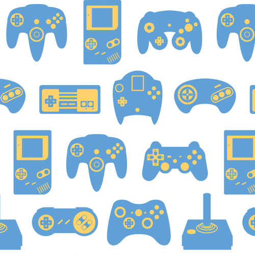 Fototapete Retro-Game Blau-Weiß