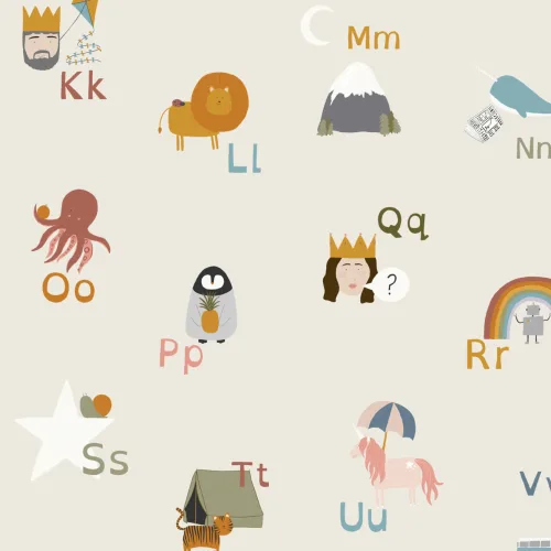 Kids Cute Alphabet Learning Repeat Pattern Wallpaper