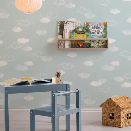 Schattig Wolken Blauw Herhaal Patroon Behang