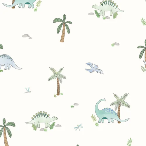 Sweet Dinosaurs Repeat Pattern Wallpaper