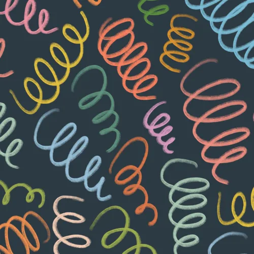 Wielokolorowa fototapeta ścienna Squiggles Blue w wiosennym stylu