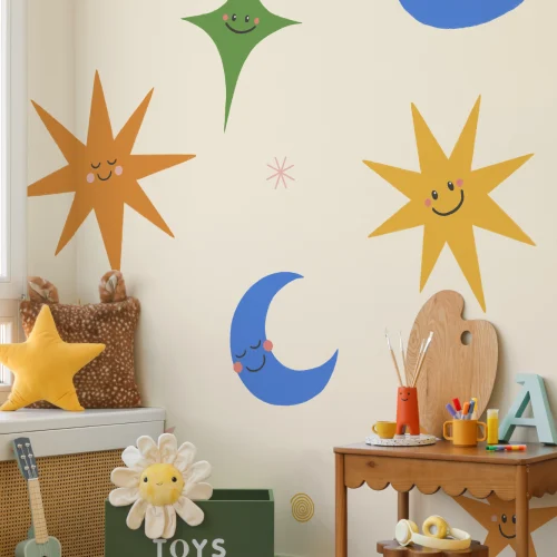 Multicolor Celestial Kids' Fun and Playful Mural