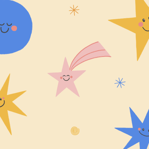 Carta da parati cielo celestiale multicolore con faccine sorridenti per bambini