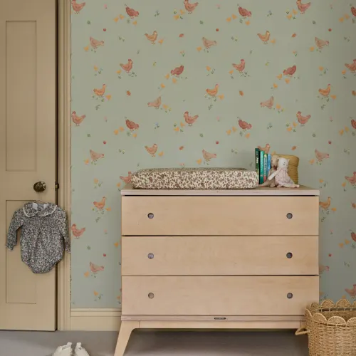 Light Green Farm Animal Kids Mural for Playful Spaces