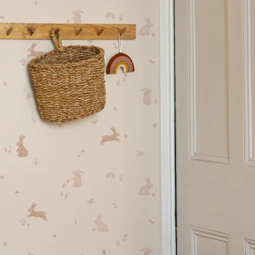 Neutral Bunny Kids' Animal Pattern Wallpaper