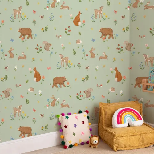 Sage Kids Cute Woodland Animals Mural