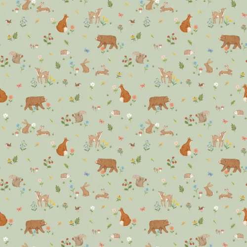 Sage Kids Cute Woodland Animals Mural