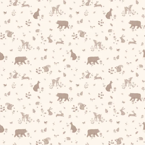 Mural Neutral Crianças Animais Fofos da Floresta