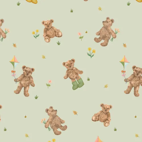 Papier peint Motif mignon en peluche pour enfants Sage
