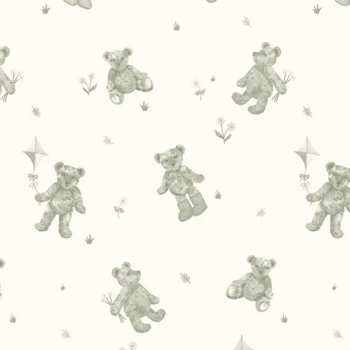 Papier peint à motifs d'oursons verts pour enfants