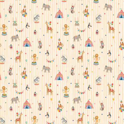 Kids Yellow Stripe Circus Animals Mural