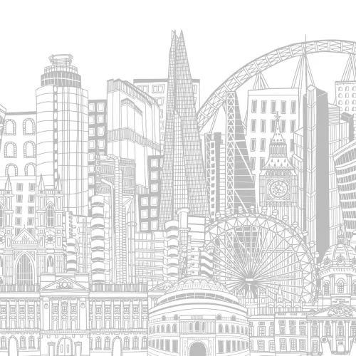 Gray Monochrome London Monuments Wallpaper Mural