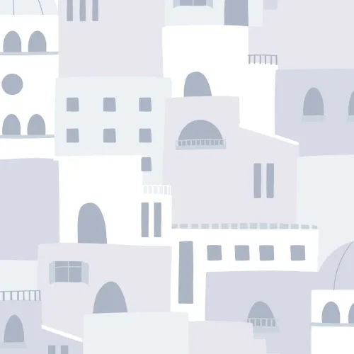 Blue Architecture House Pattern Wallpaper Mural