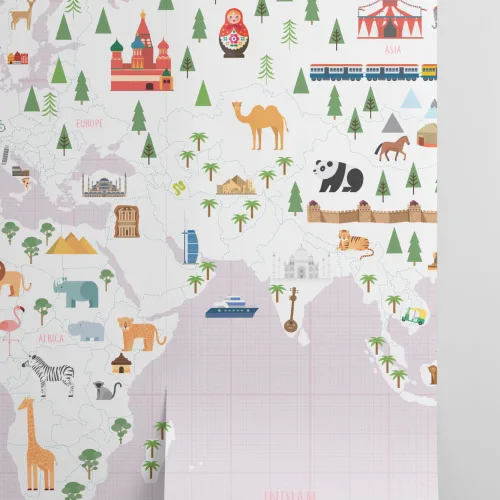 Graafinen paperi vaaleanpunainen kartta kuvatapetti