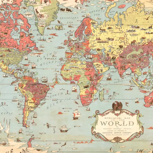 Barn Vintage World Map fototapet
