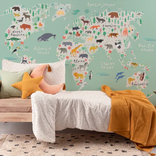 Safari Kids Map Wallpaper Mural