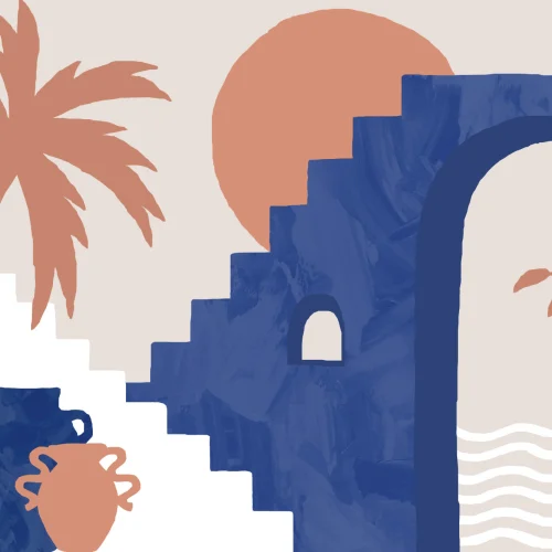 Minimalist mediteranean peisaj de perete Mural