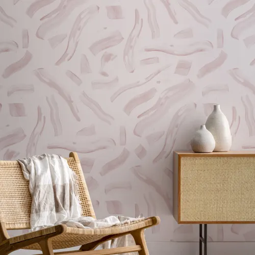 Papier Peint Effet Coup de Pinceau Abstrait Rose