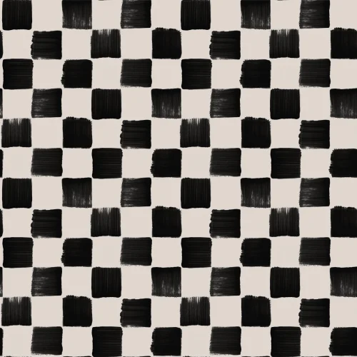 Black Beige Checkered Geometric Pattern Wallpaper