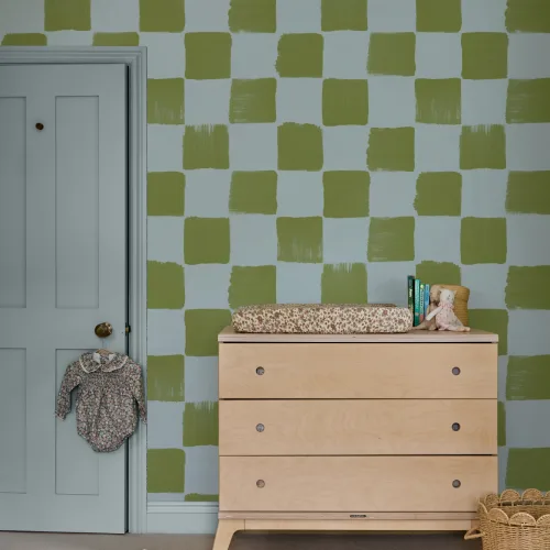 Bold Blue And Green Checkered Pattern Wallpaper