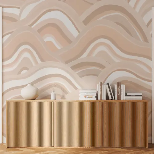 Neutral Abstract Dunes Painted Mural