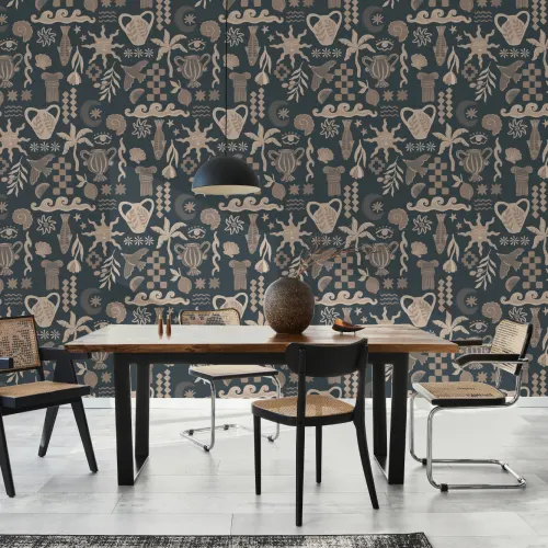 Mörk La Dolce Vita Medelhavet Print Mural-tapeter