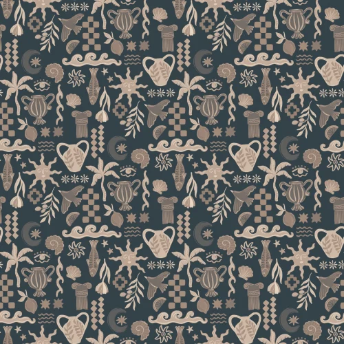 Mörk La Dolce Vita Medelhavet Print Mural-tapeter