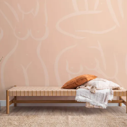 Peach Fuzz Nude Woman Figure Drawing Wall Mural