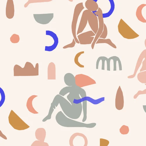 Neutral & Pastel Pink Abstract Shapes Pattern Wallpaper Mural