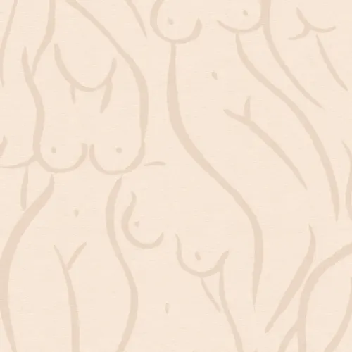 Beige Nude Woman Figure Drawing Repeat Pattern Wallpaper