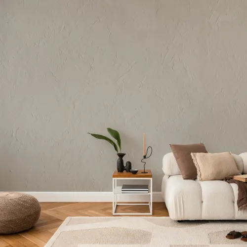 Modern Plaster Effect Mural in Stone Gray
