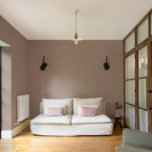 Textured Plaster Effect Wall Mural in Soft Pink