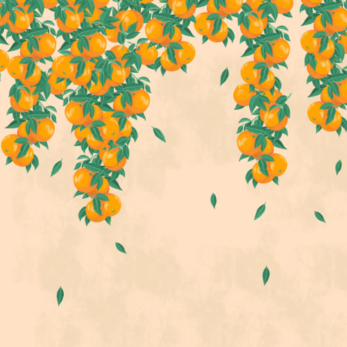 Mural Papel Pintado Pictórico de Naranjas Beige