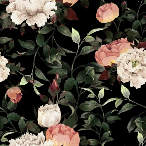 Mural de papel de parede floral vintage escuro