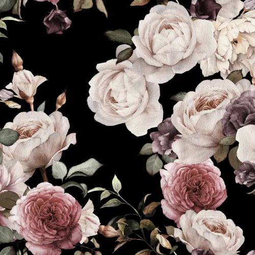 Purple & Pink Dark Floral Wallpaper Mural