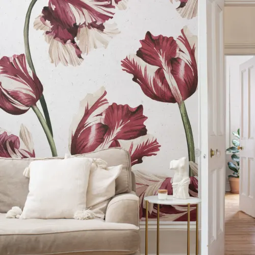 Rood Tulpen Behang Muurschildering