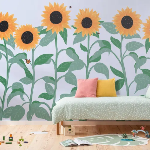 Sunflower & Butterfly Wallpaper Mural
