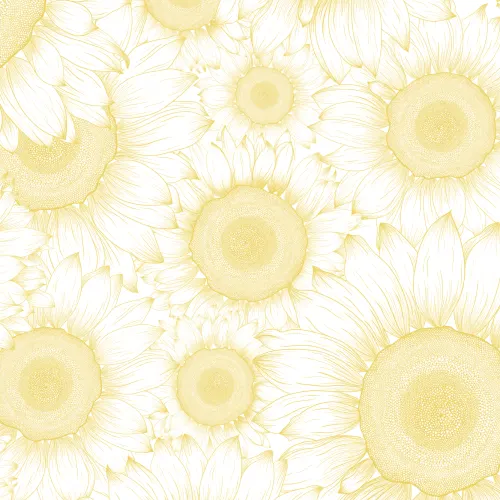 Yellow Sunflower Etch Floral Wallpaper Mural