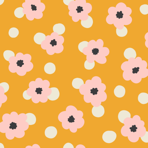 Yellow Polka Dot Retro Daisy Floral Wallpaper Mural