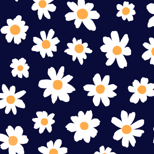 Blue & White Retro Daisy Floral Wallpaper Mural